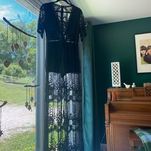 Black Lace Romper Jumpsuit